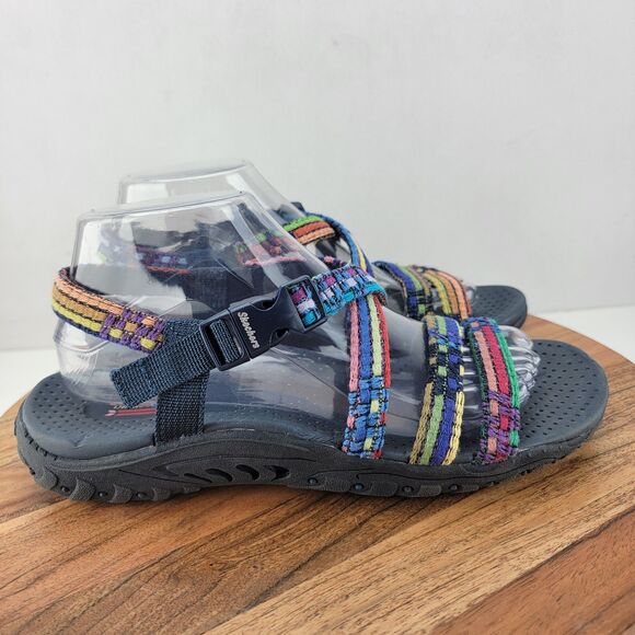 Skechers Womens Size 8 Rainbow Multi-Color Reggae Swe Me Boho Slingback Sandals - Picture 5 of 8